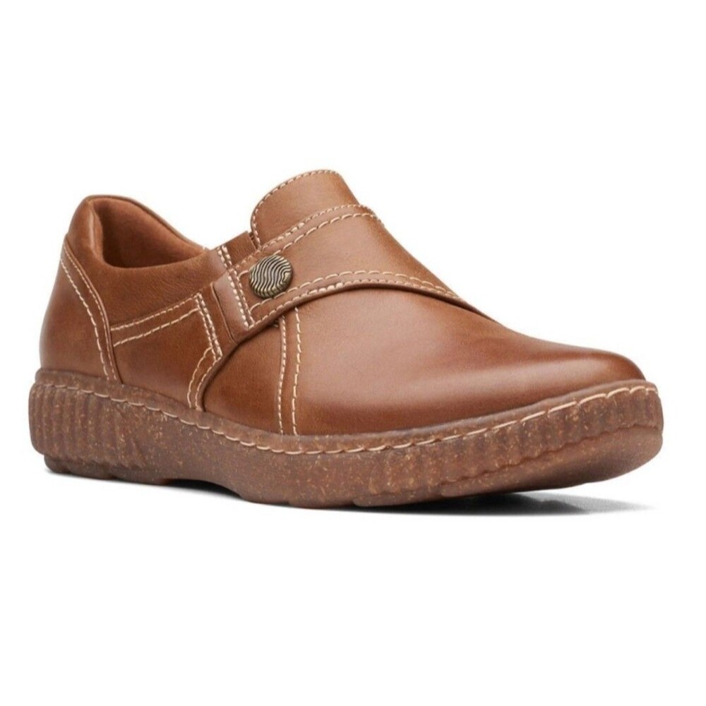 Clarks Ultimate Comfort Caroline Pearl Brown Leather Casual Slip-Ons Women's 7